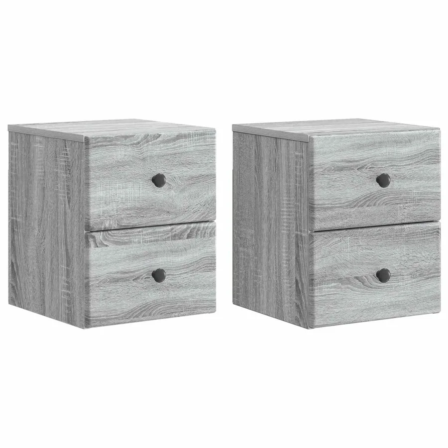 Cabinet de chevet mural 2 pcs Sonoma gris 34,5 x 33 x 40 cm - 2