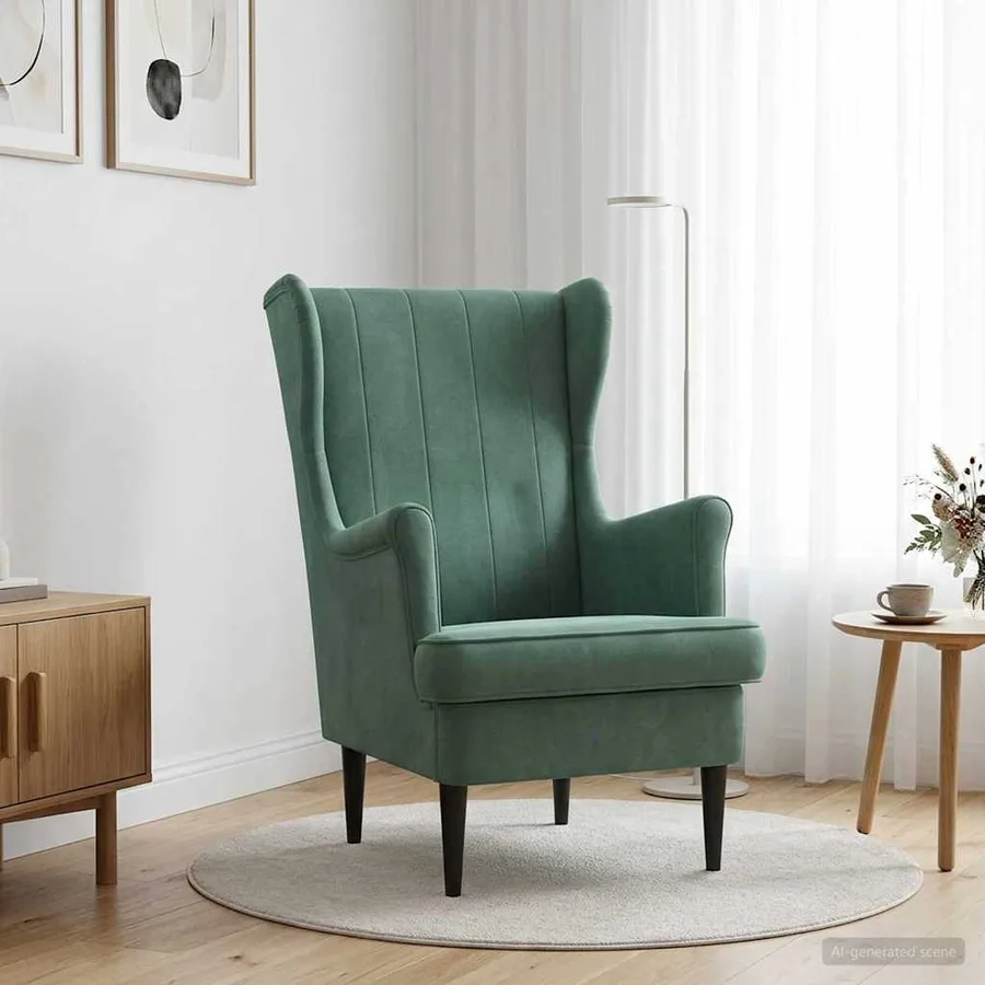 Fauteuil Vert Mer Velours - 3