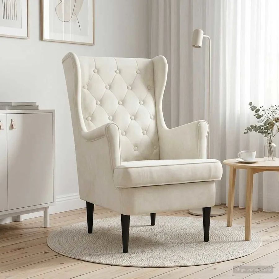Fauteuil Crème Velours