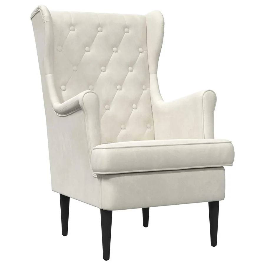 Fauteuil Crème Velours - 2