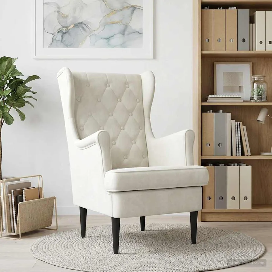 Fauteuil Crème Velours - 3