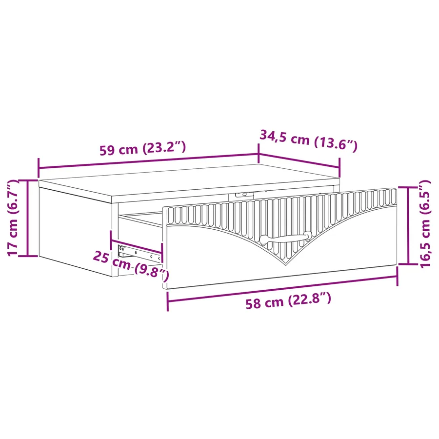 Table d'appoint murale Chêne Sonoma 59 x 34,5 x 17 cm - 10