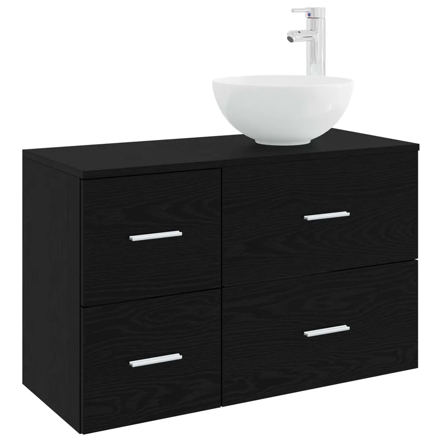 Ensemble de mobilier de salle de bain 2 pcs Chêne noir - 2