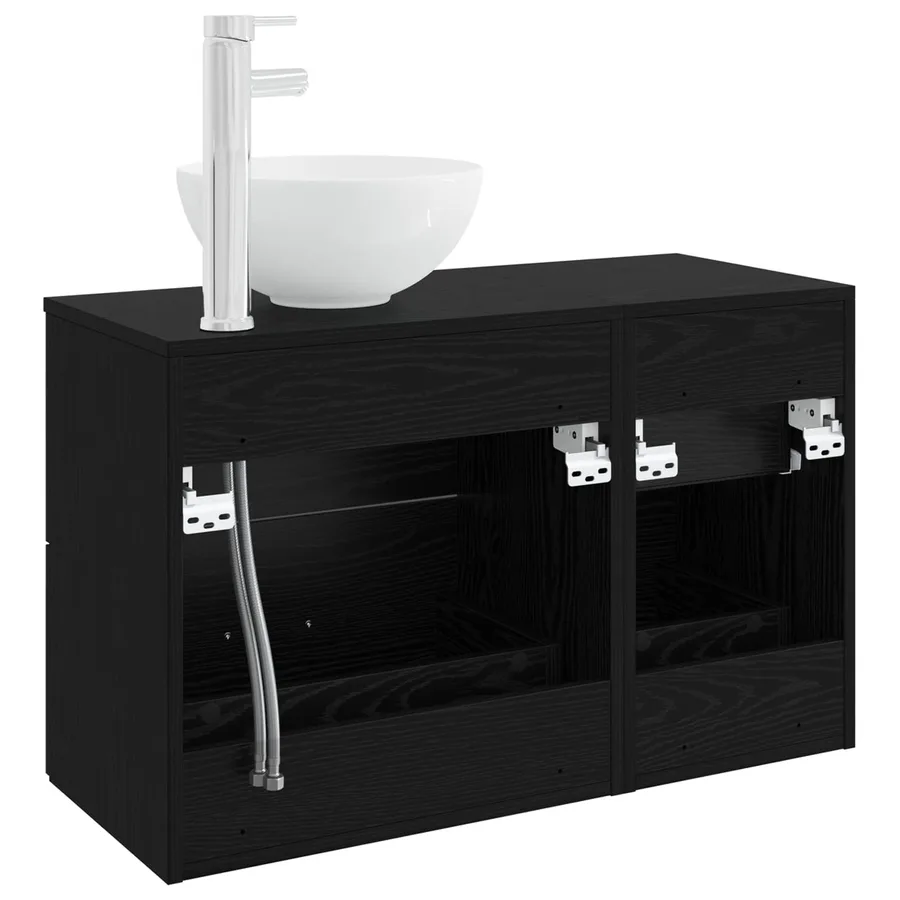 Ensemble de mobilier de salle de bain 2 pcs Chêne noir - 5