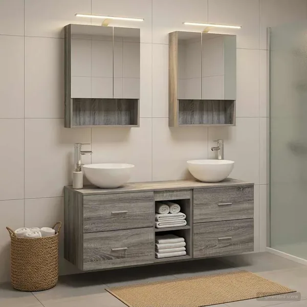 Ensemble de mobilier de salle de bain 5 pcs Sonoma gris
