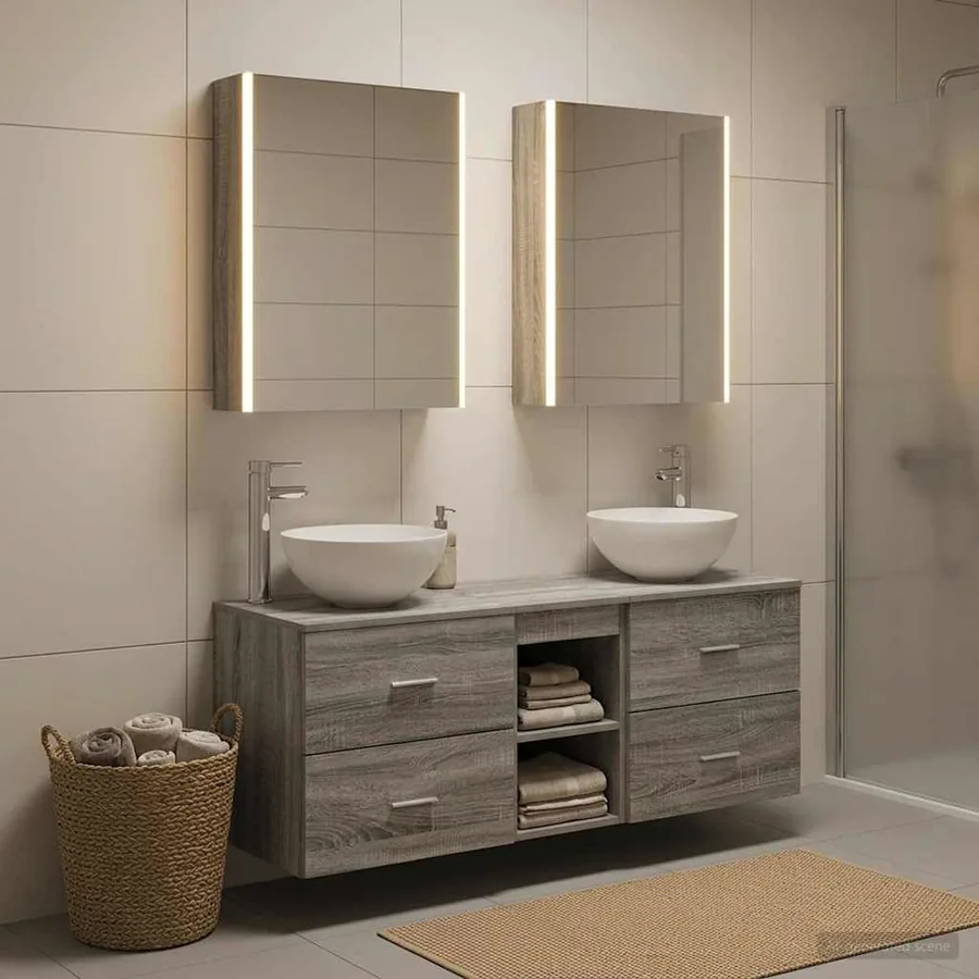 Ensemble de mobilier de salle de bain 5 pcs Sonoma gris