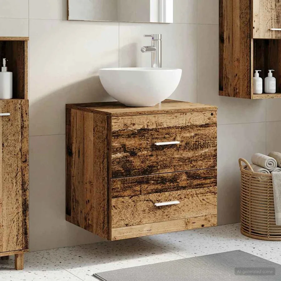 Vanité de lavabo mural Bois ancien 49,5 x 41 x 64,5 cm