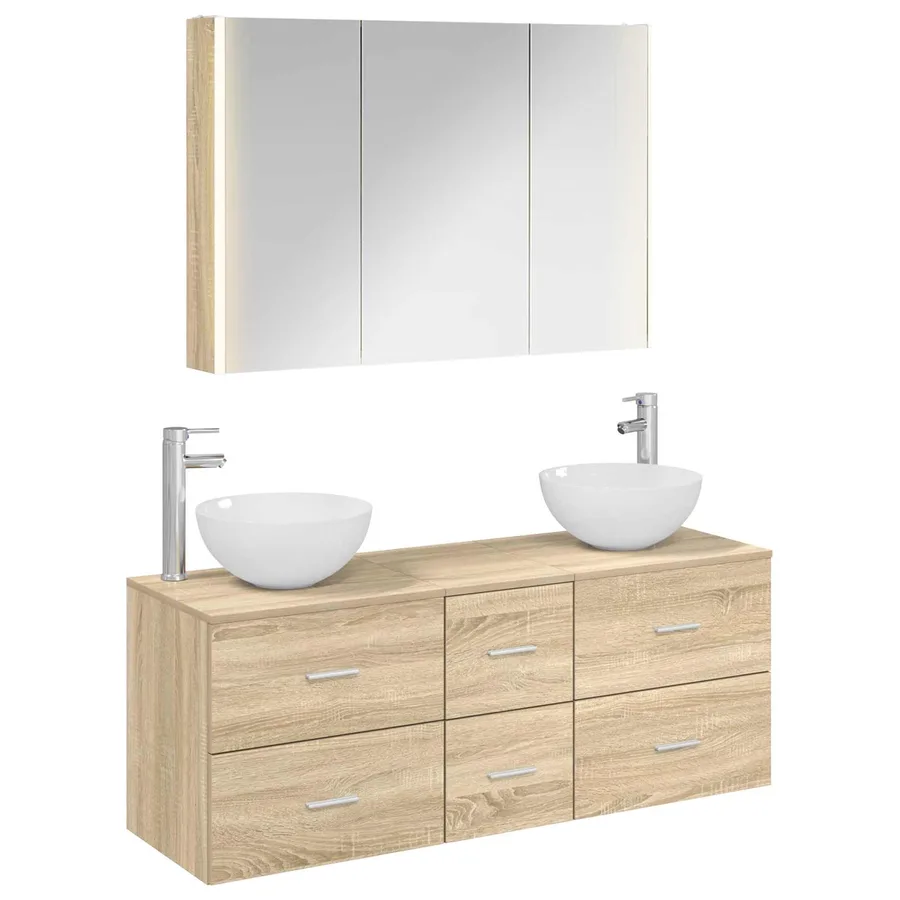 Ensemble de mobilier de salle de bain 4 pcs Chêne Sonoma - 2