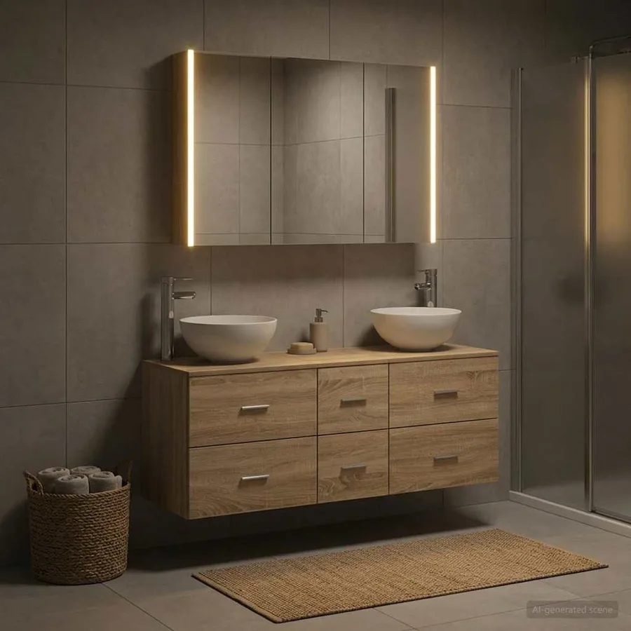 Ensemble de mobilier de salle de bain 4 pcs Chêne Sonoma - 4