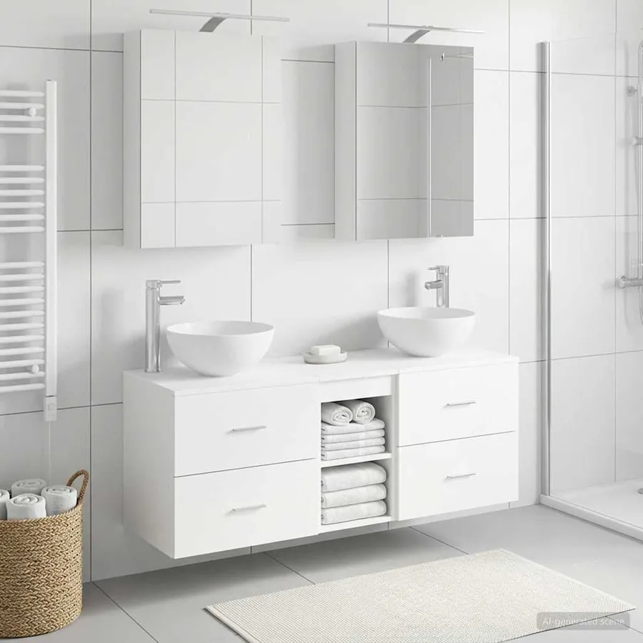Ensemble de mobilier de salle de bain 5 pcs Blanc