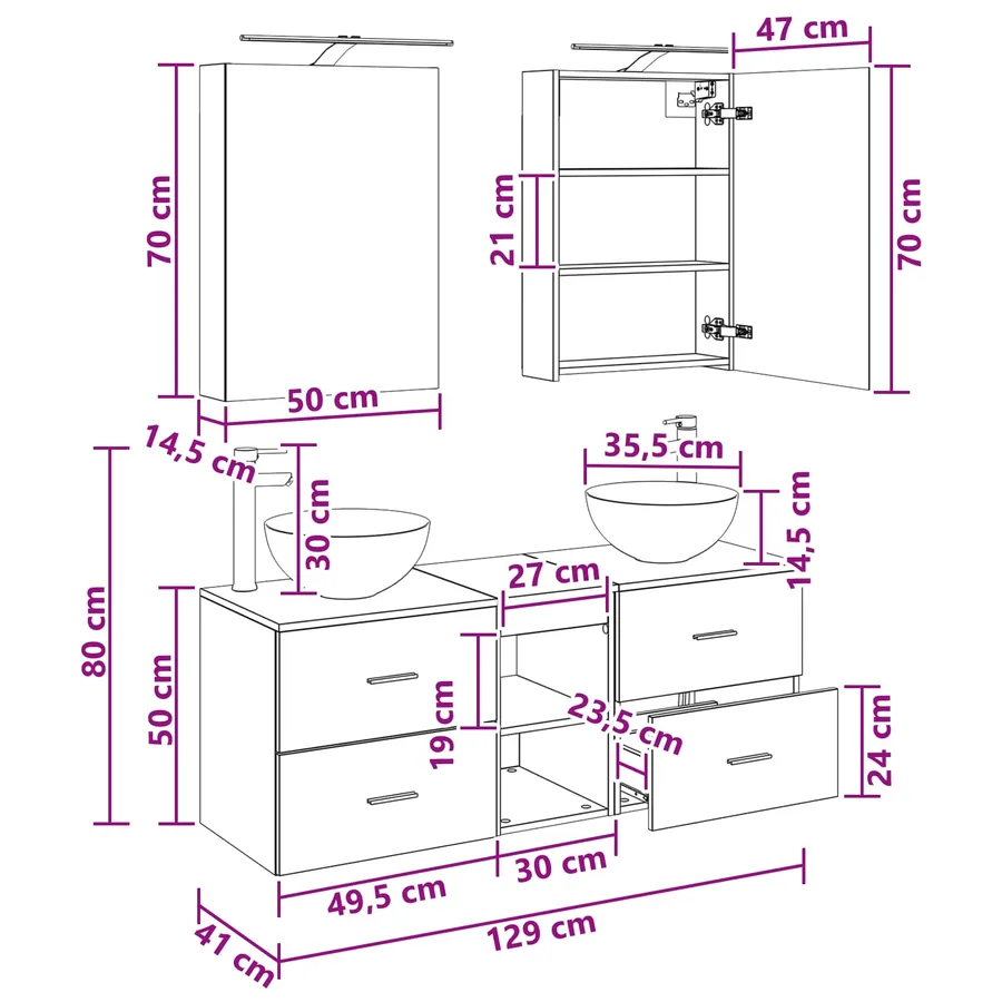 Ensemble de mobilier de salle de bain 5 pcs Blanc - 15