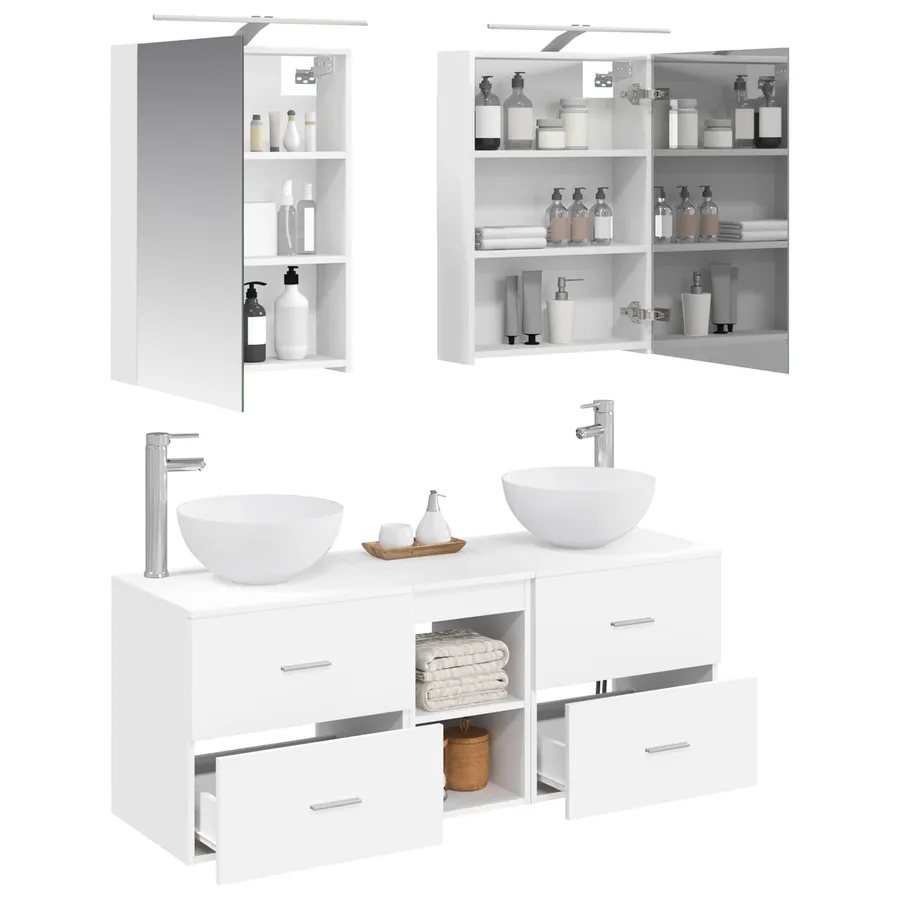 Ensemble de mobilier de salle de bain 5 pcs Blanc - 3