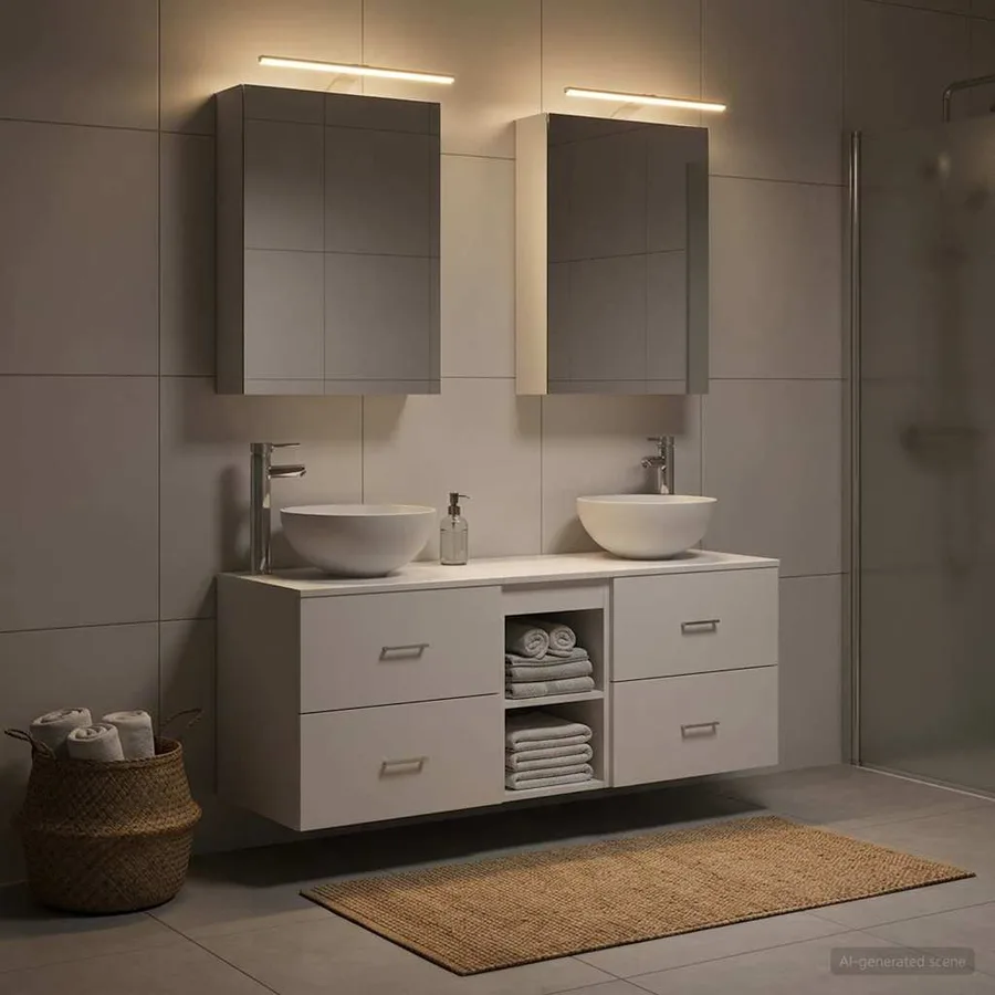 Ensemble de mobilier de salle de bain 5 pcs Blanc - 4