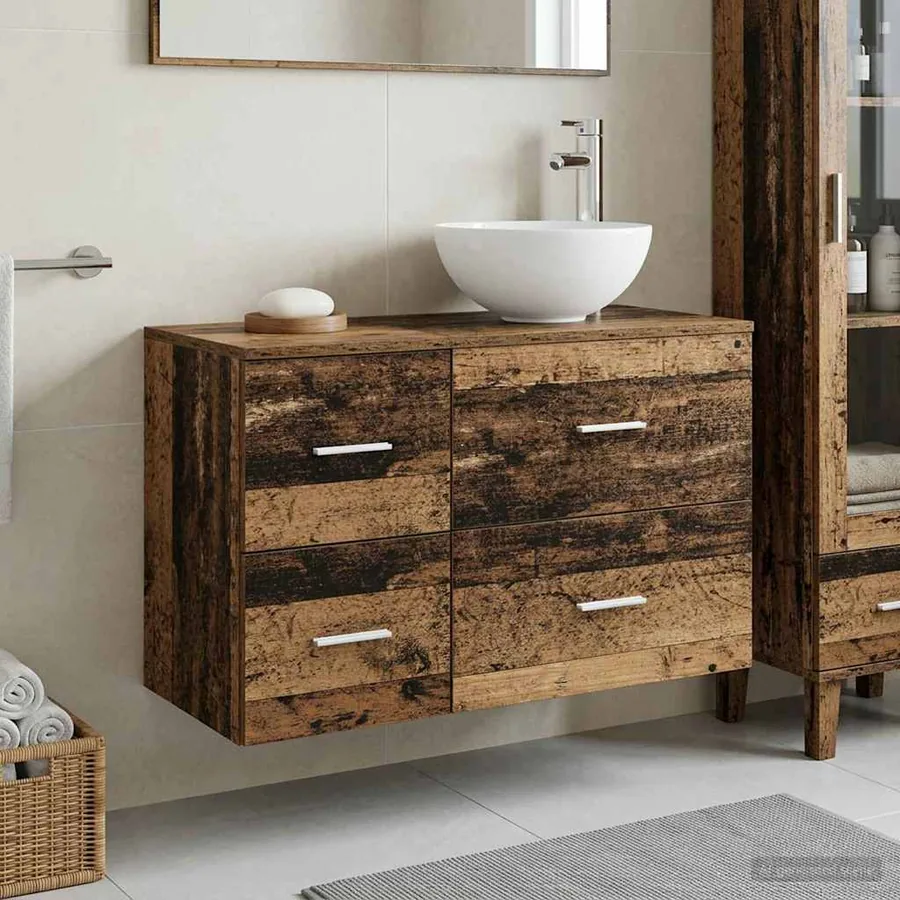 Ensemble de mobilier de salle de bain 2 pcs Bois ancien