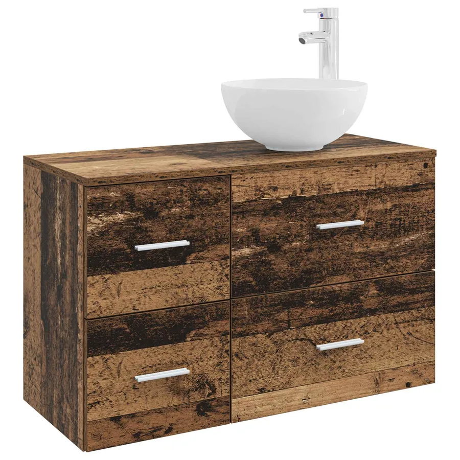 Ensemble de mobilier de salle de bain 2 pcs Bois ancien - 2