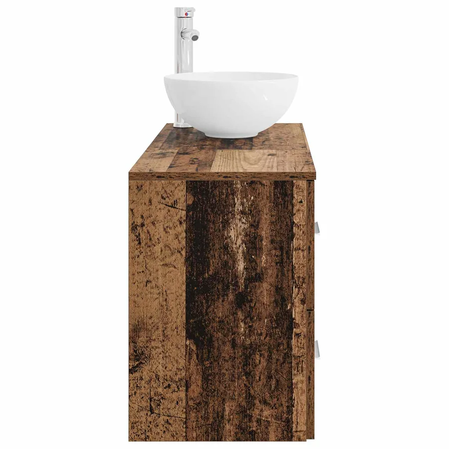 Ensemble de mobilier de salle de bain 2 pcs Bois ancien - 4