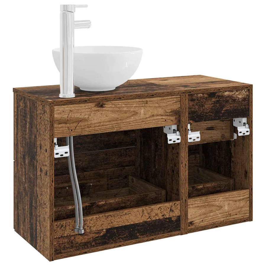 Ensemble de mobilier de salle de bain 2 pcs Bois ancien - 5