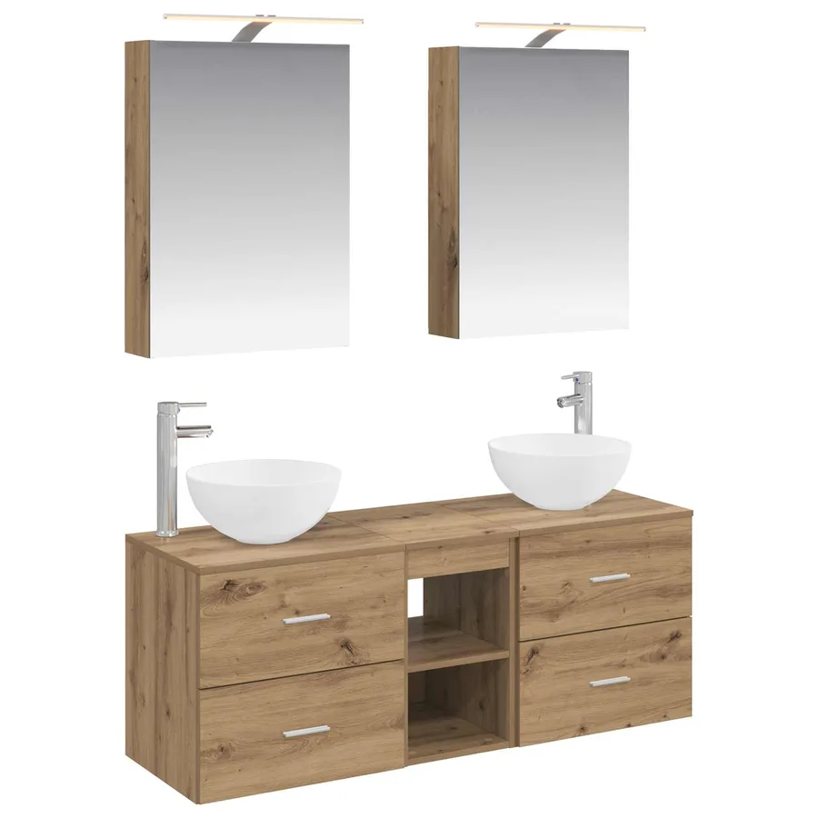 Ensemble de mobilier de salle de bain 5 pc Chêne artisanal - 2