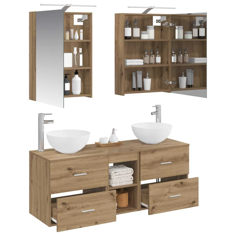 Ensemble de mobilier de salle de bain 5 pc Chêne artisanal - 3