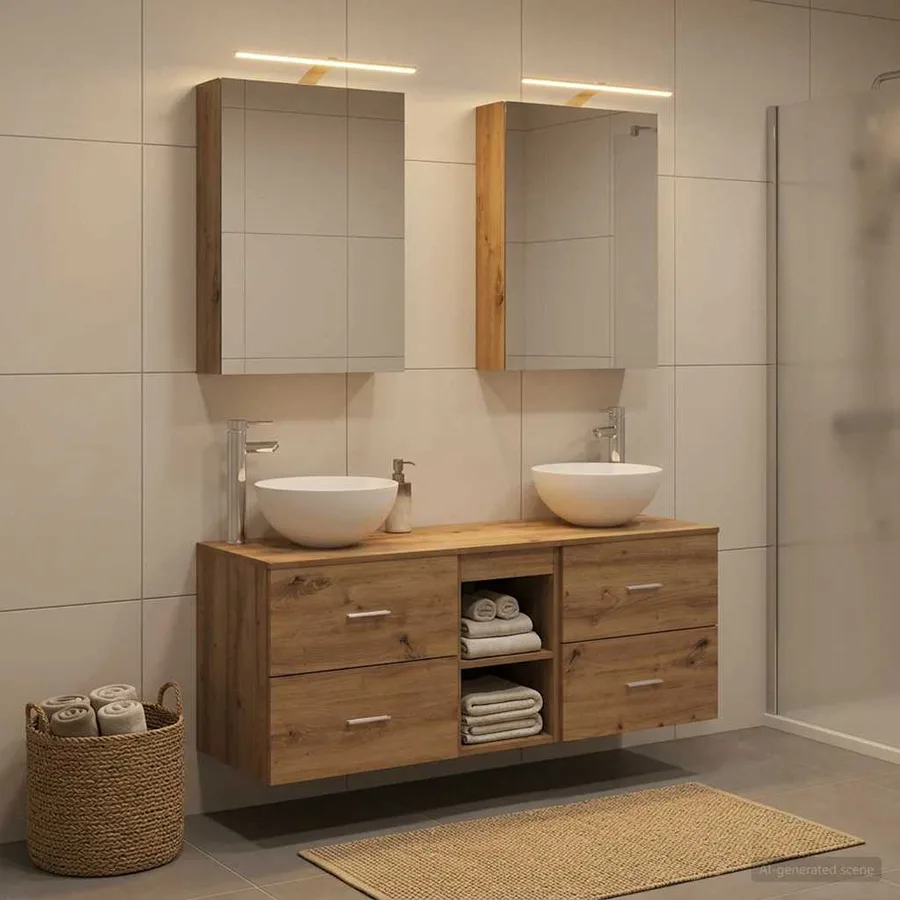 Ensemble de mobilier de salle de bain 5 pc Chêne artisanal - 4