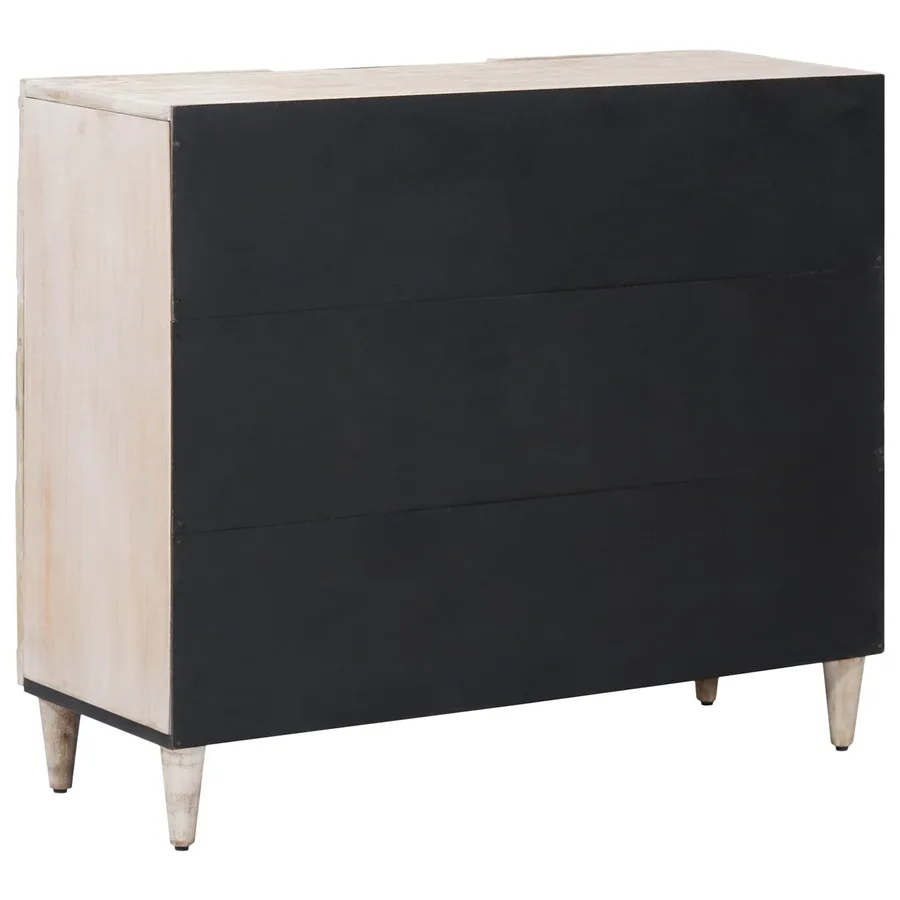 Buffet avec porte Blanc 90 x 33,5 x 75 cm Bois de mangue massif - 5