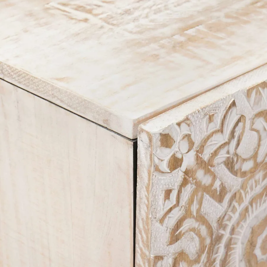 Buffet avec porte Blanc 60 x 33,5 x 75 cm Bois de mangue massif - 6