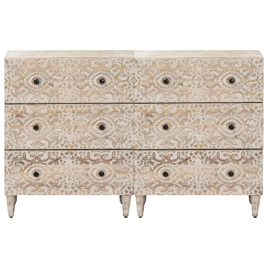Buffet 2 pcs Blanc 60 x 33,5 x 75 cm Bois de mangue massif - 4