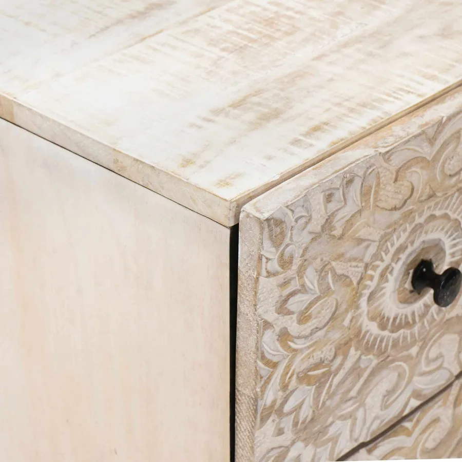 Buffet 2 pcs Blanc 60 x 33,5 x 75 cm Bois de mangue massif - 7