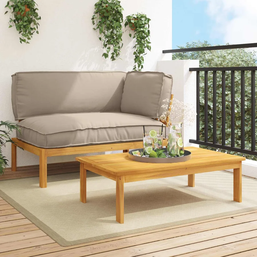 Ensemble de Canapés Uni 2 pcs Taupe Bois d'Acacia Massif