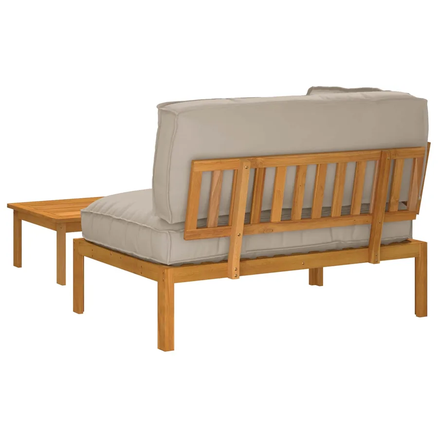 Ensemble de Canapés Uni 2 pcs Taupe Bois d'Acacia Massif - 11