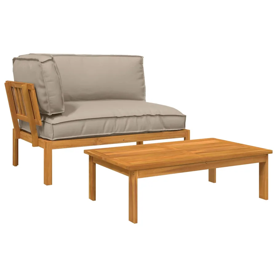 Ensemble de Canapés Uni 2 pcs Taupe Bois d'Acacia Massif - 2