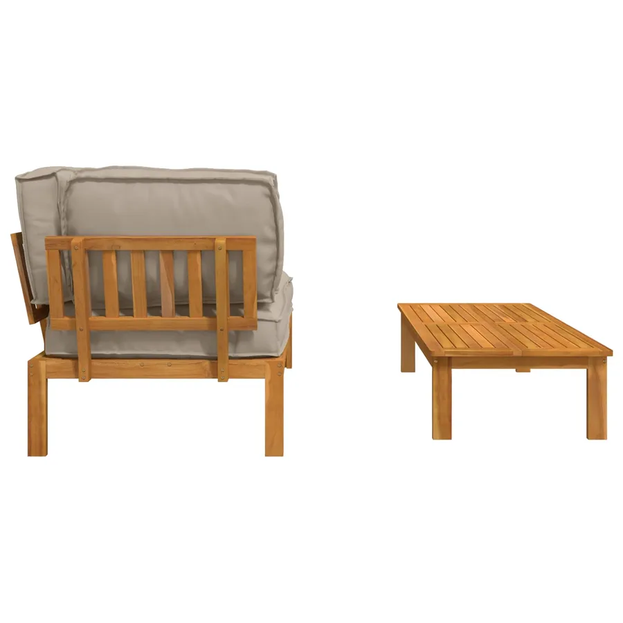 Ensemble de Canapés Uni 2 pcs Taupe Bois d'Acacia Massif - 8