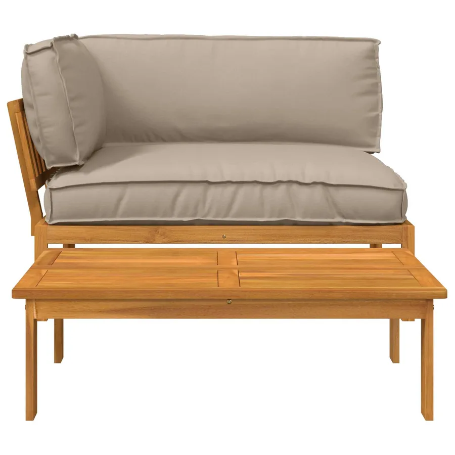 Ensemble de Canapés Uni 2 pcs Taupe Bois d'Acacia Massif - 9