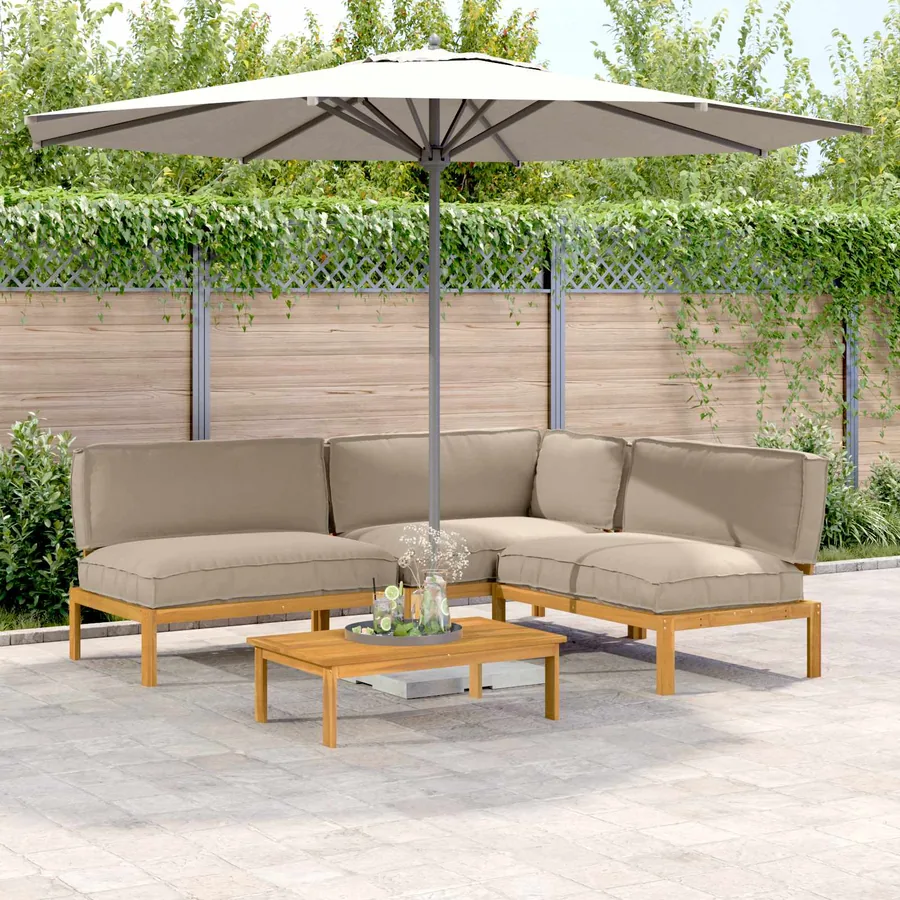 Ensemble de Canapés 4 pcs Taupe Bois d'Acacia Massif
