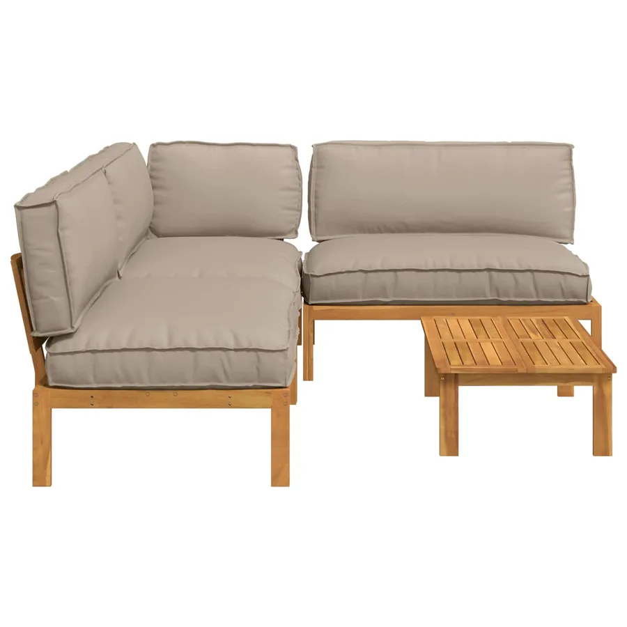 Ensemble de Canapés 4 pcs Taupe Bois d'Acacia Massif - 11