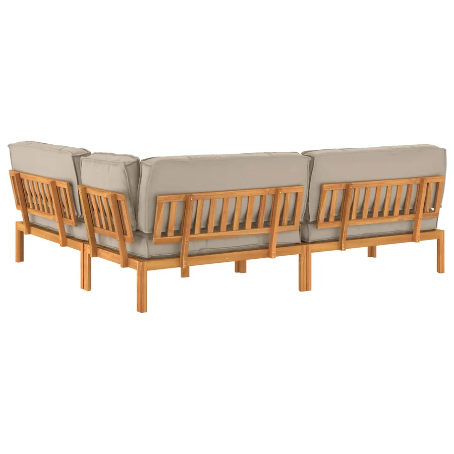 Ensemble de Canapés 4 pcs Taupe Bois d'Acacia Massif - 12