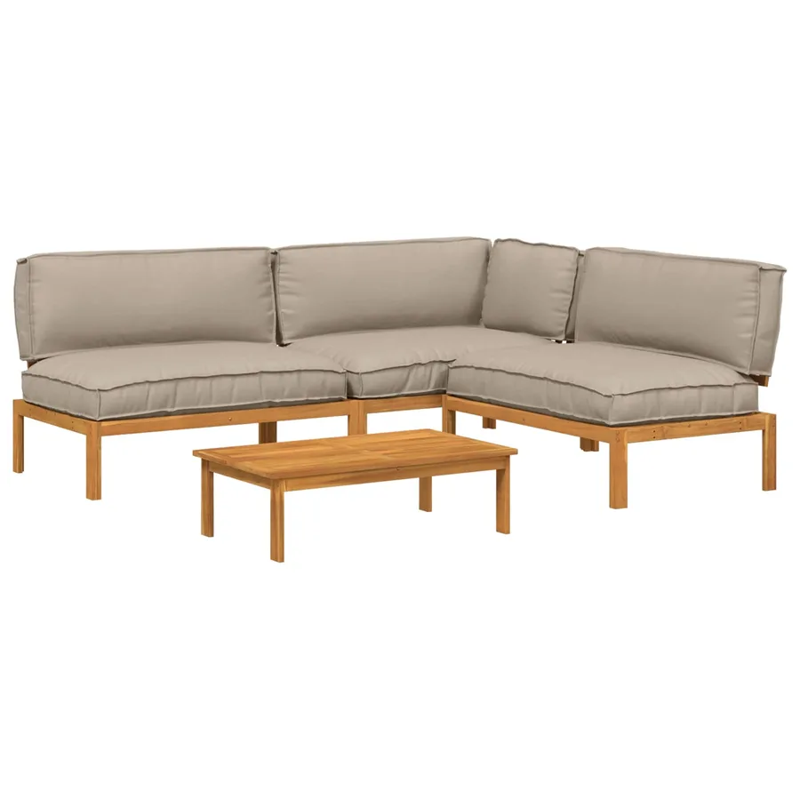 Ensemble de Canapés 4 pcs Taupe Bois d'Acacia Massif - 2