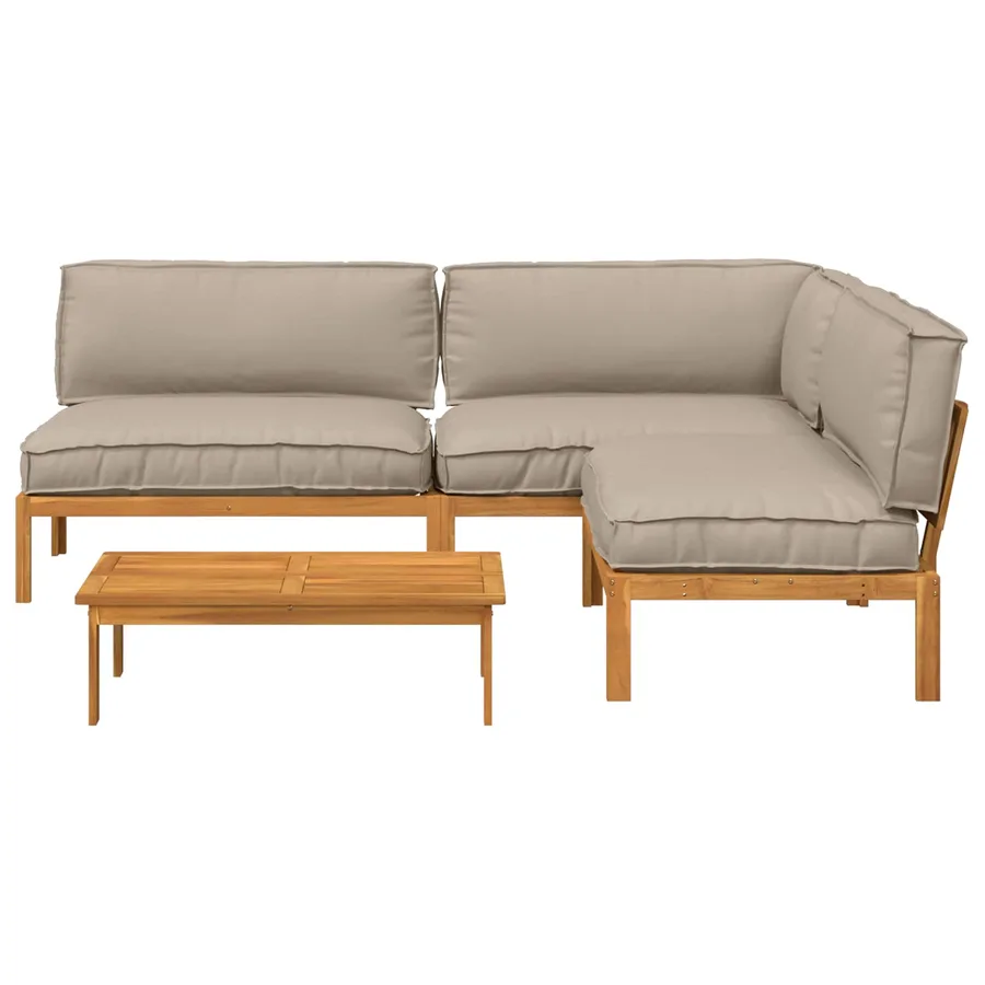 Ensemble de Canapés 4 pcs Taupe Bois d'Acacia Massif - 8