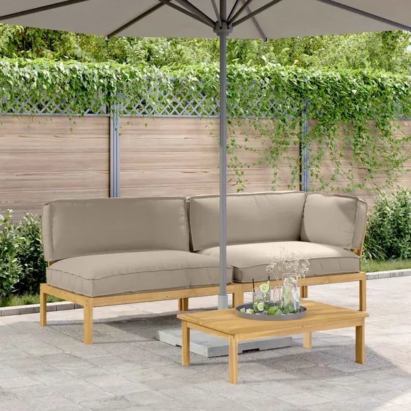 Ensemble de Canapés Uni 3 pcs Taupe Bois d'Acacia Massif