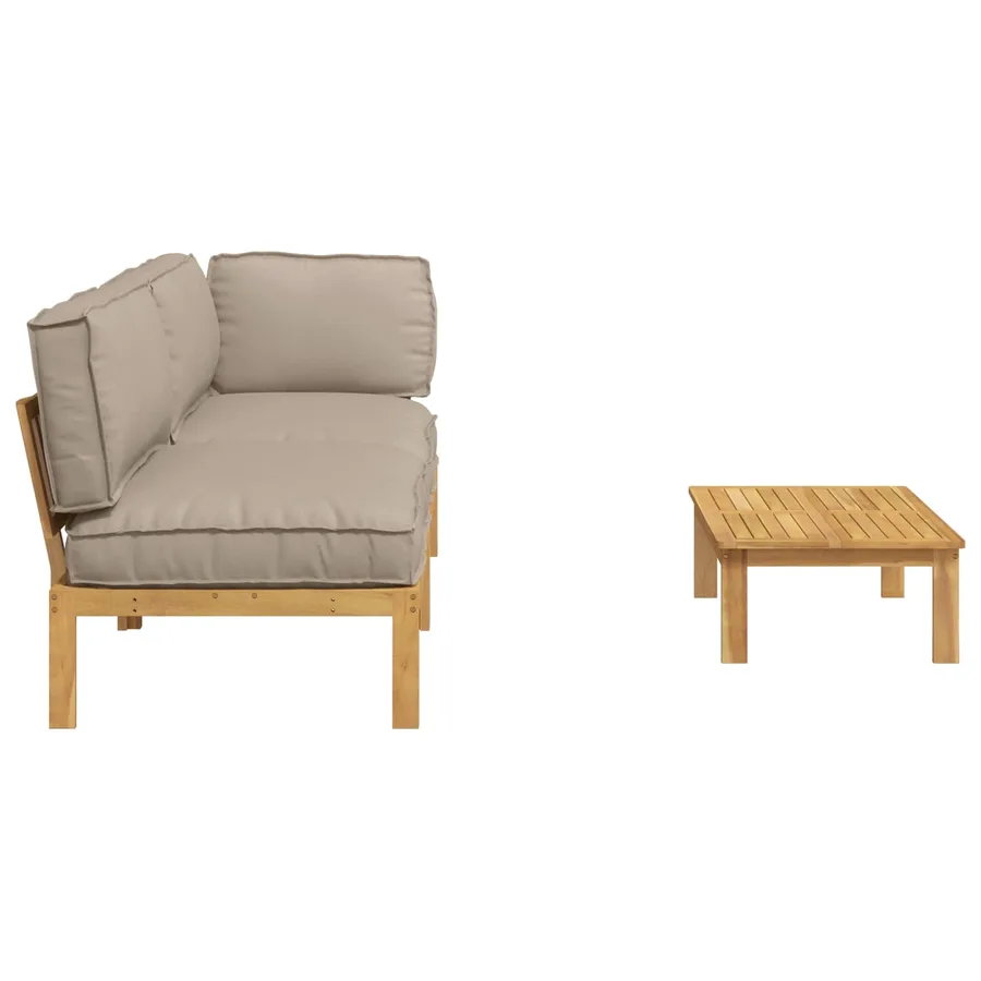 Ensemble de Canapés Uni 3 pcs Taupe Bois d'Acacia Massif - 11