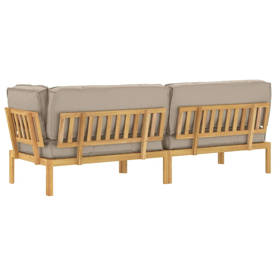 Ensemble de Canapés Uni 3 pcs Taupe Bois d'Acacia Massif - 12