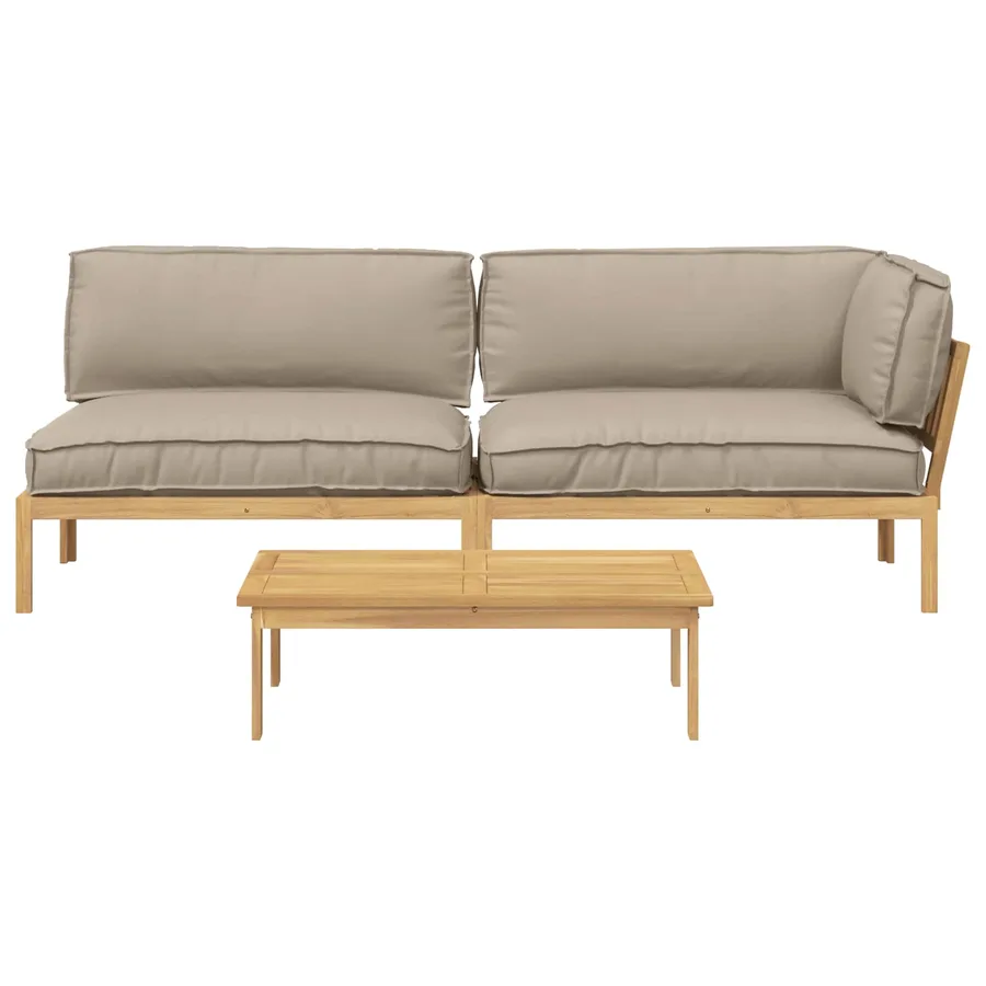 Ensemble de Canapés Uni 3 pcs Taupe Bois d'Acacia Massif - 8