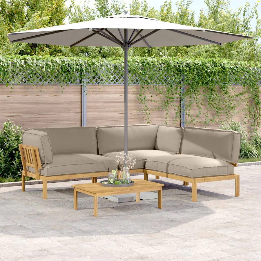 Ensemble de Canapés Uni 4 pcs Taupe Bois d'Acacia Massif
