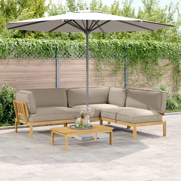 Ensemble de Canapés Uni 4 pcs Taupe Bois d'Acacia Massif