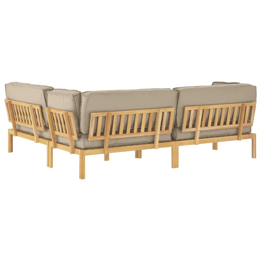 Ensemble de Canapés Uni 4 pcs Taupe Bois d'Acacia Massif - 12