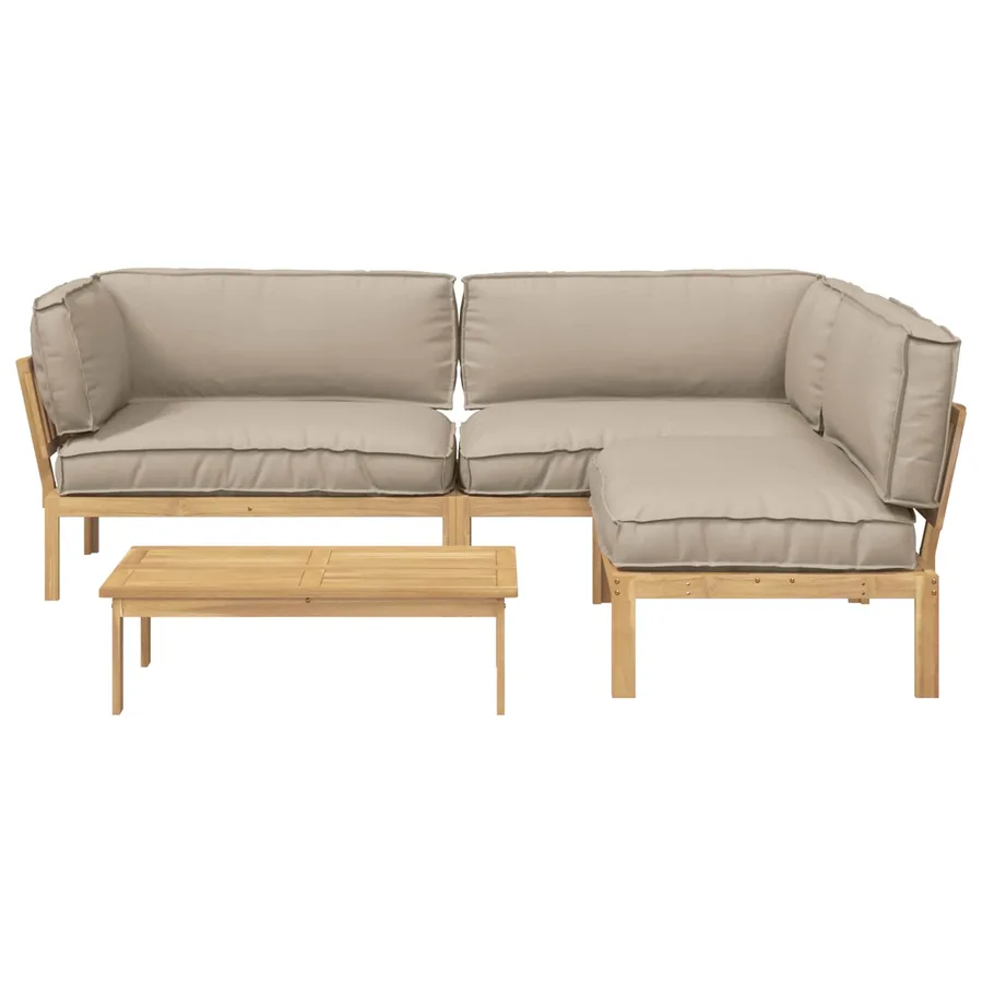 Ensemble de Canapés Uni 4 pcs Taupe Bois d'Acacia Massif - 8