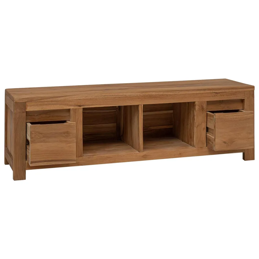 Meuble TV 110 x 30 x 35 cm Naturel Bois de teck massif - 2