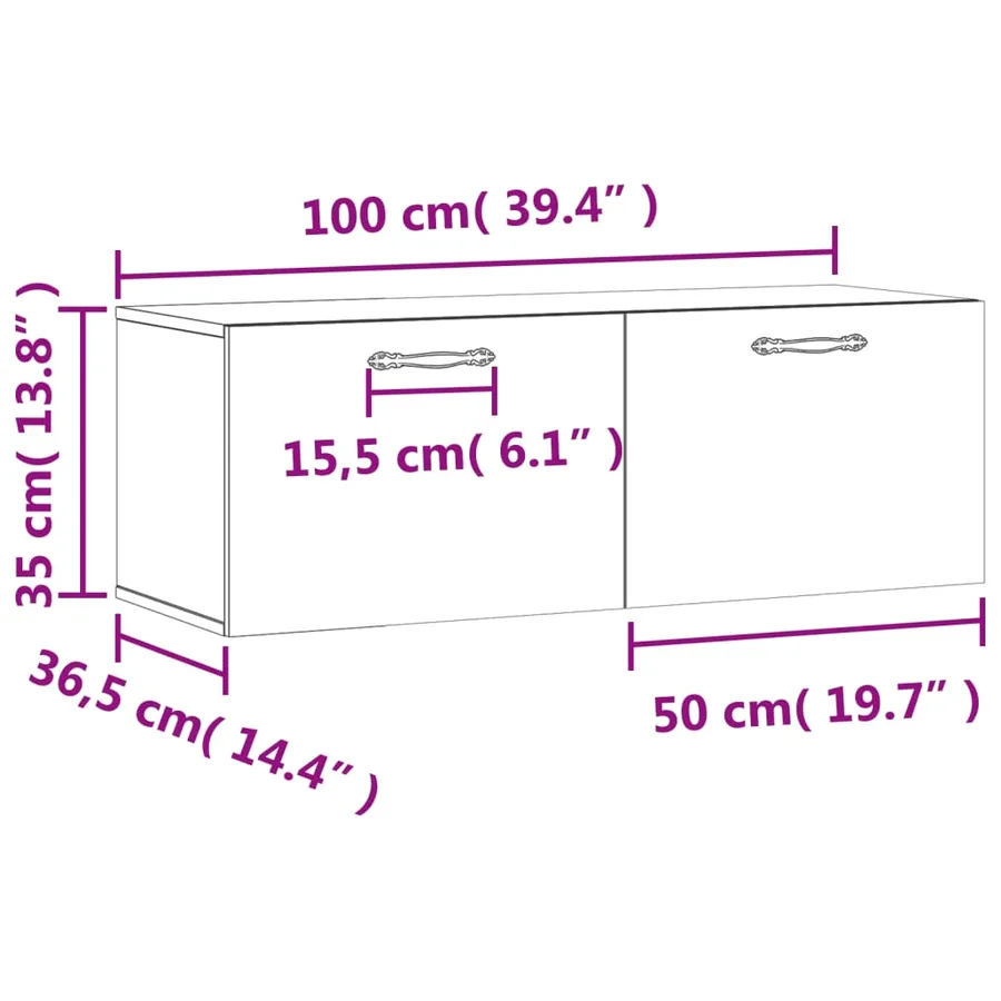 Armoire murale chêne sonoma 100x36,5x35 cm bois d'ingénierie - 12