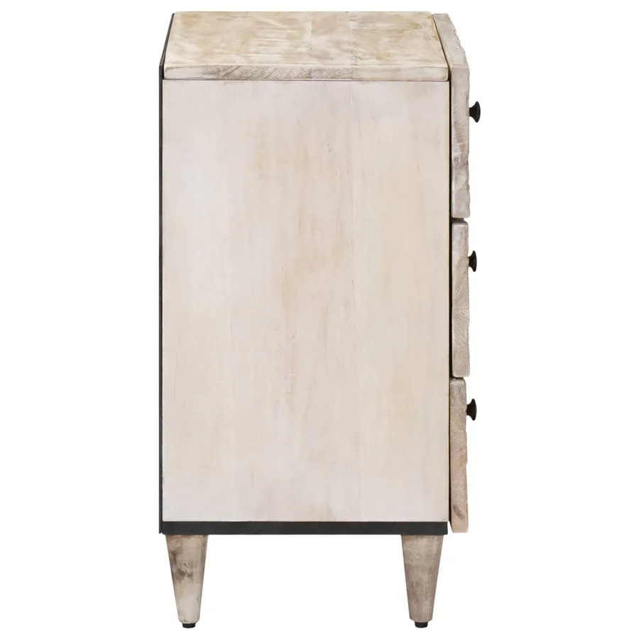 Armoire de lit Blanc 50 x 33 x 60 cm Bois de mangue massif - 4