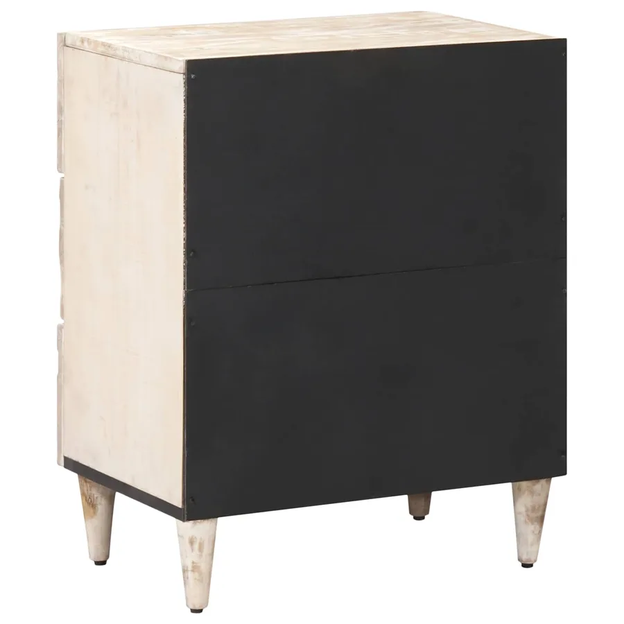 Armoire de lit Blanc 50 x 33 x 60 cm Bois de mangue massif - 5